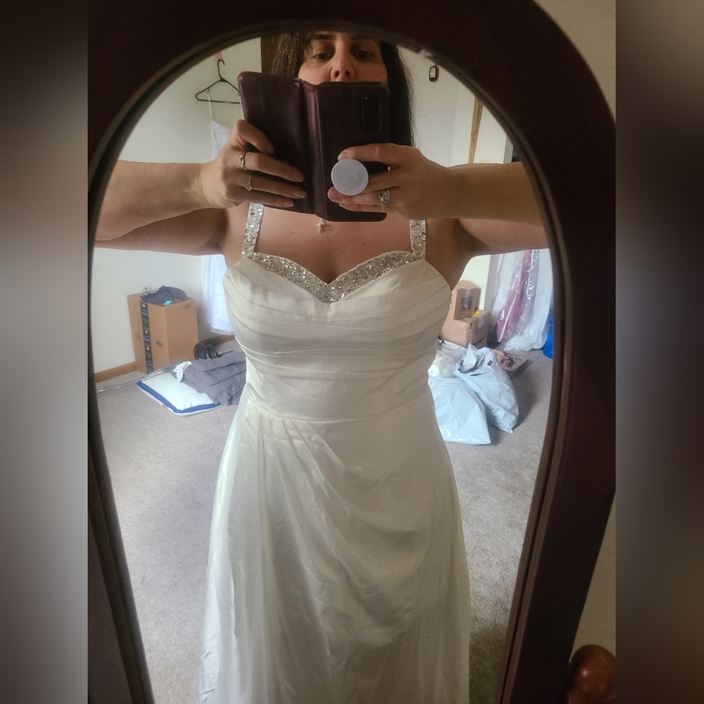 Elegant White Gown with Sparkling Straps